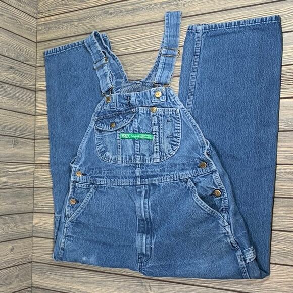 Key Imperial Men Bib Overalls Vintage Denim Work Carpenter Farm Ranch 36x30